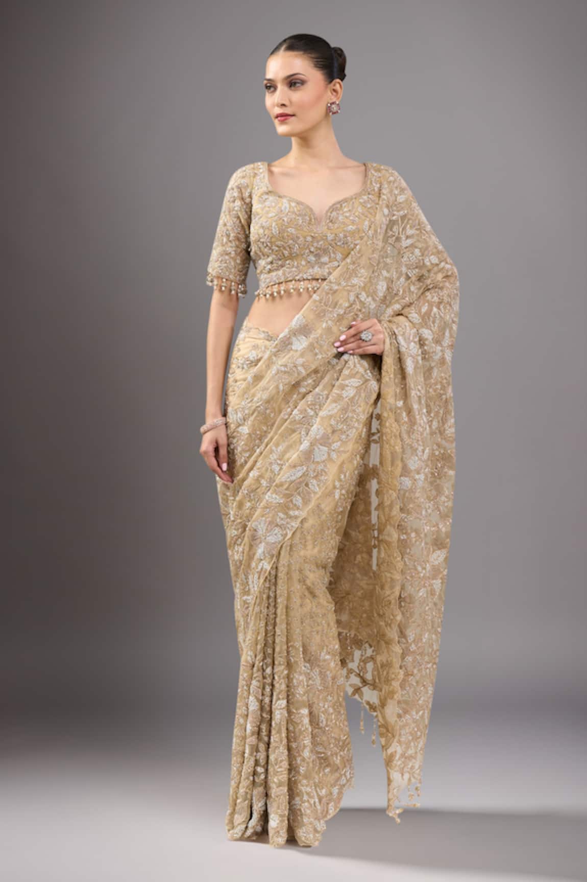 Kalighata Gold Midaas Saree Set 