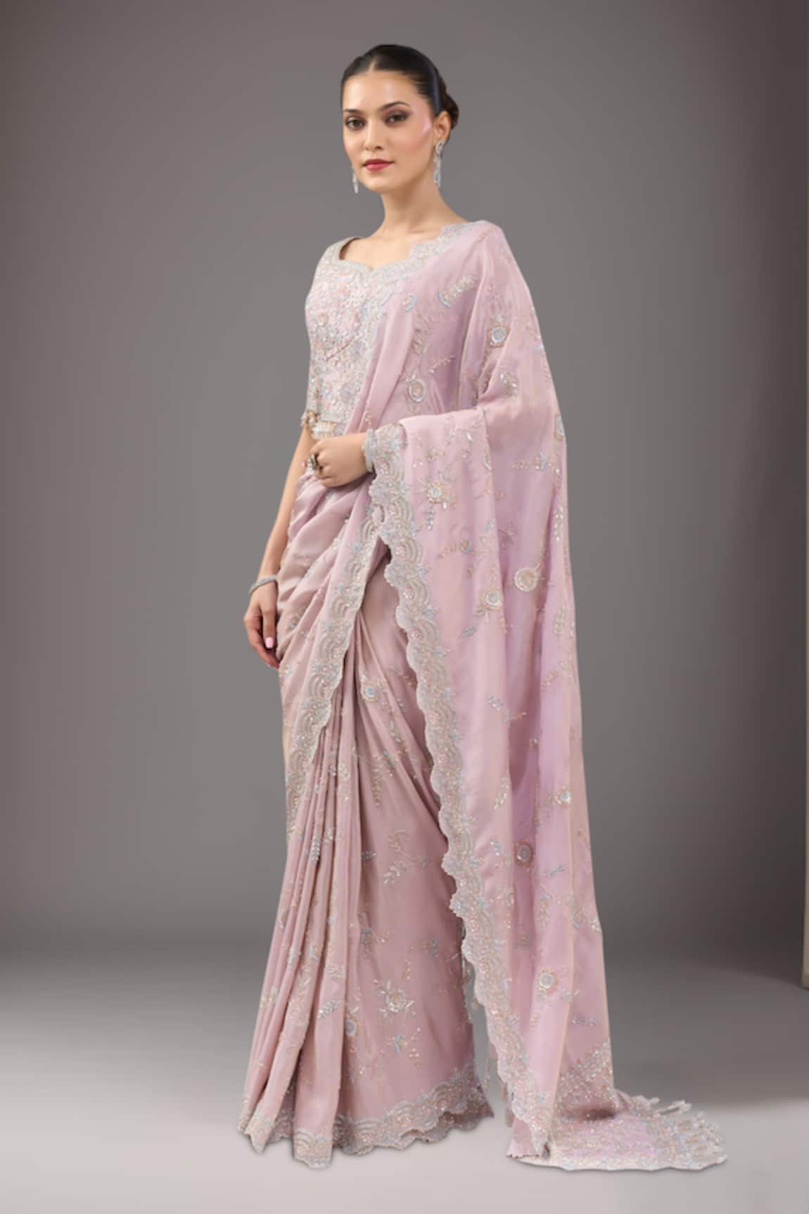 Kalighata Lilac Marbella Saree Set 