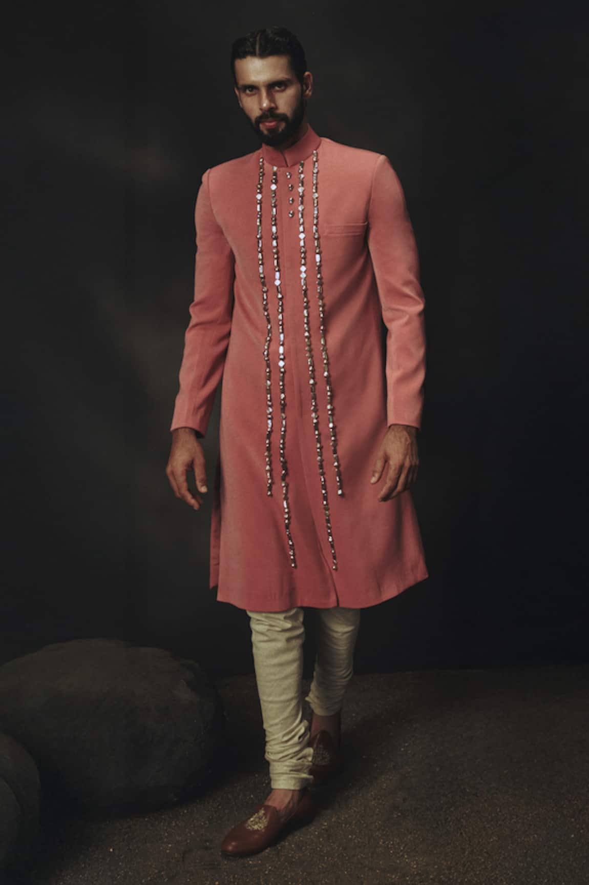 Nikhil Thampi Designer Pink Sherwani Set 