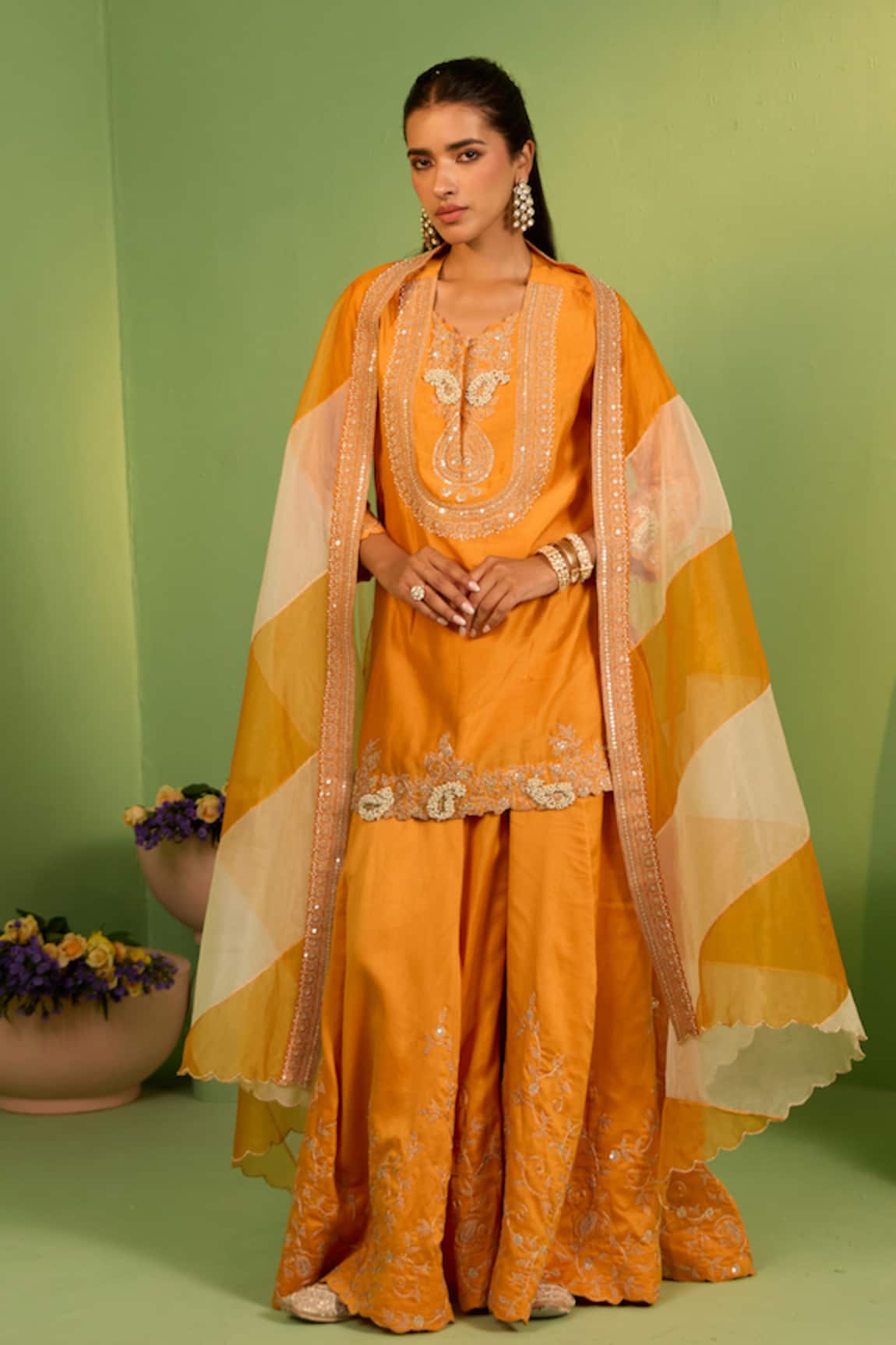 House Of Armuse Saphira Chanderi Silk Sharara Set