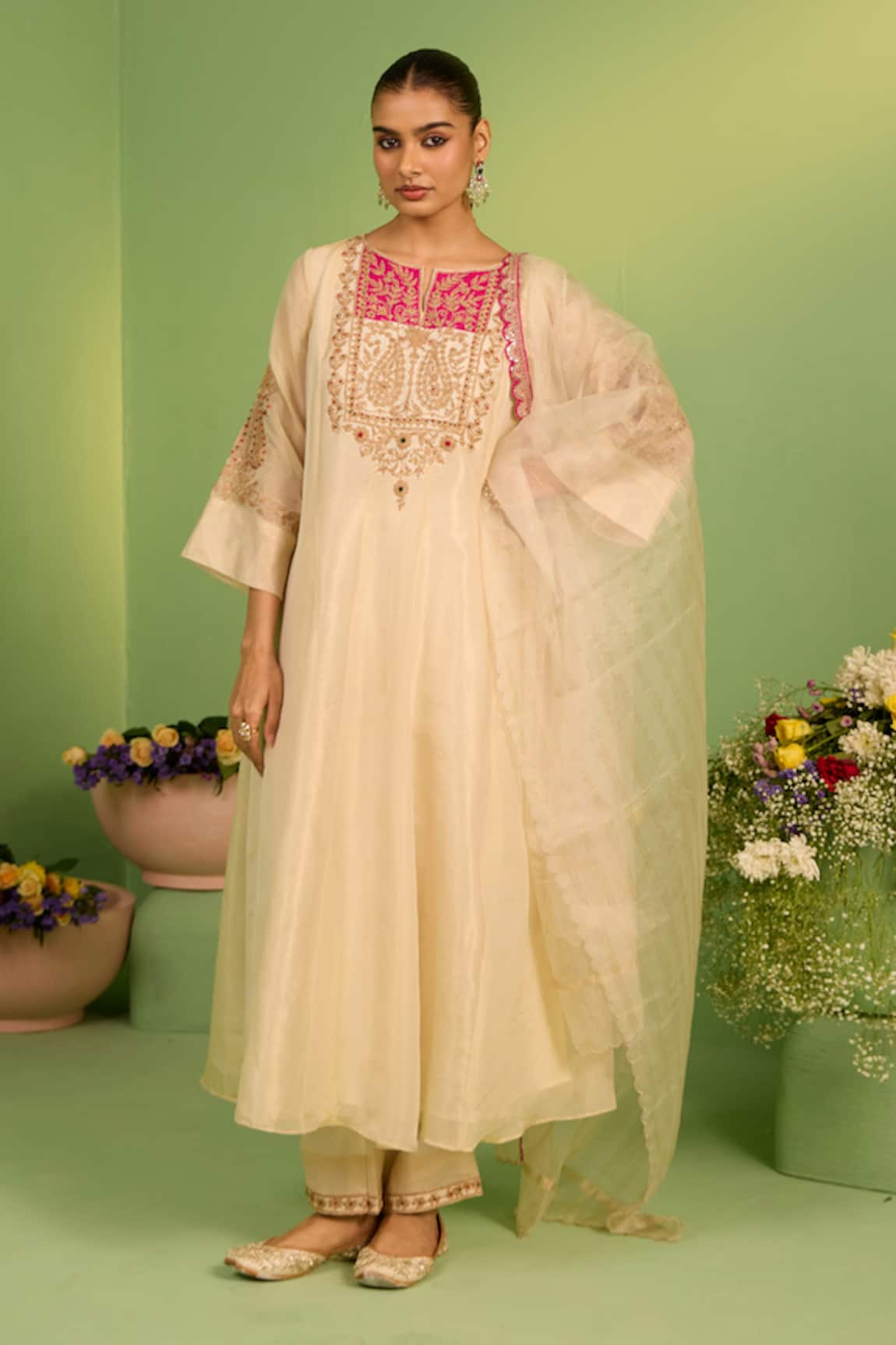 House Of Armuse Chanderi Gota Zardozi Bela Suit Set
