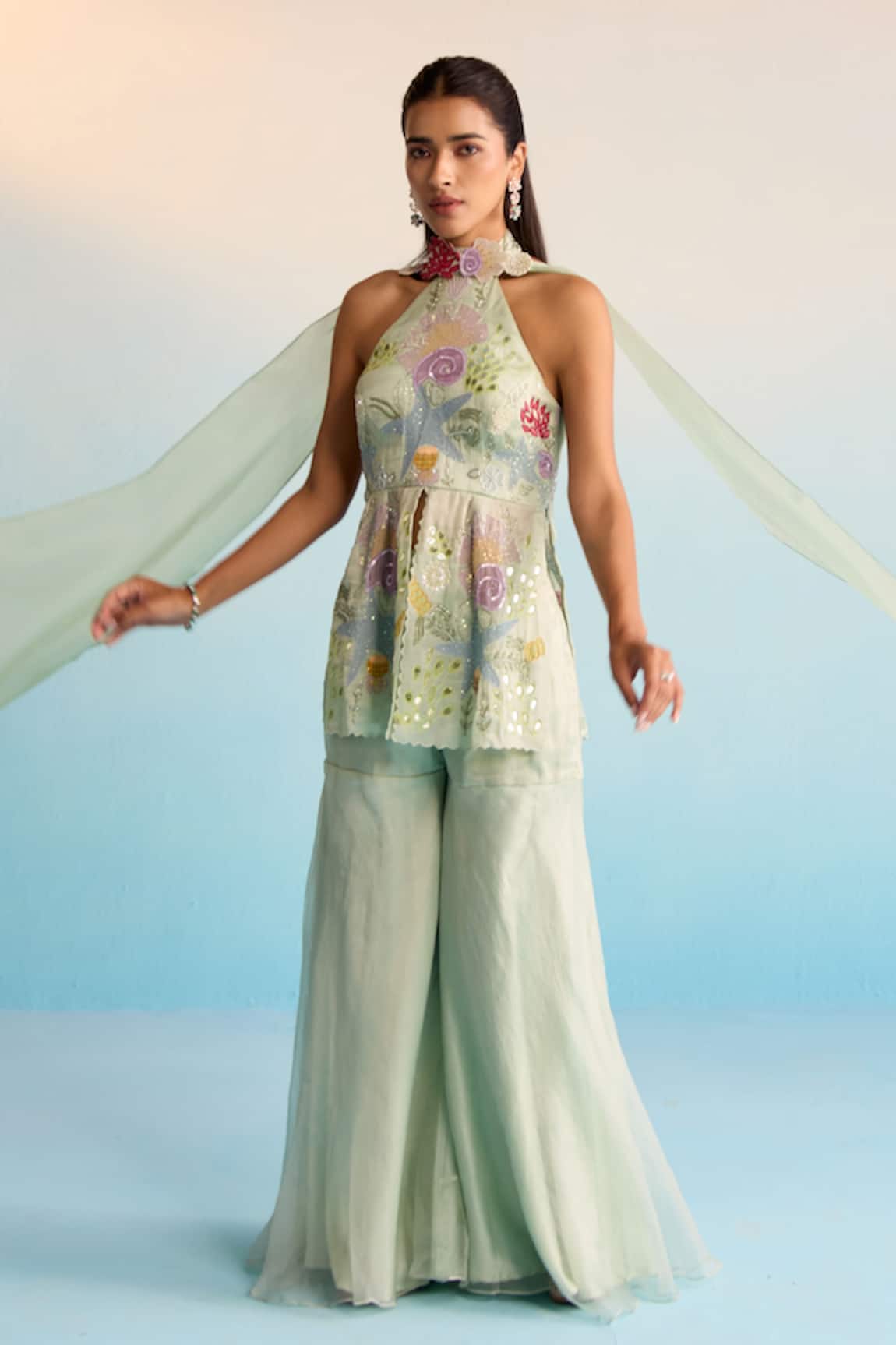 House Of Armuse Ocean Breeze Sharara Set