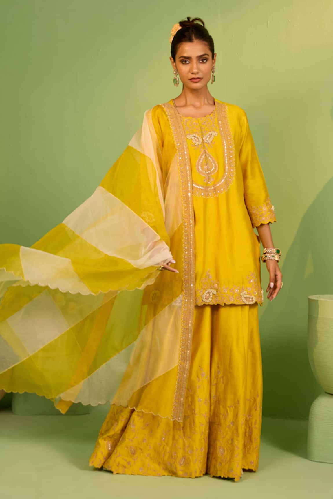 House Of Armuse Sophia Chanderi Silk Sharara Set 