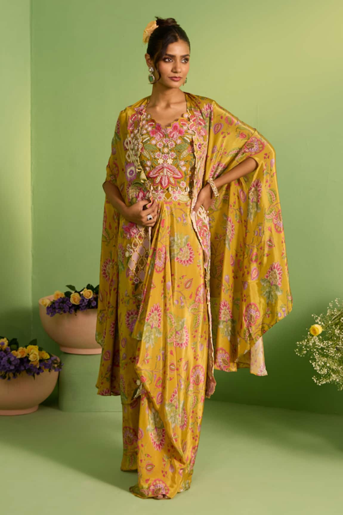 House Of Armuse Zivara Printed Cape Set 