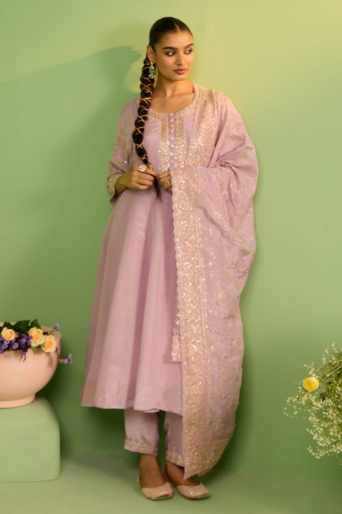 House Of Armuse Lilac Zardozi Embellished Suit Set 