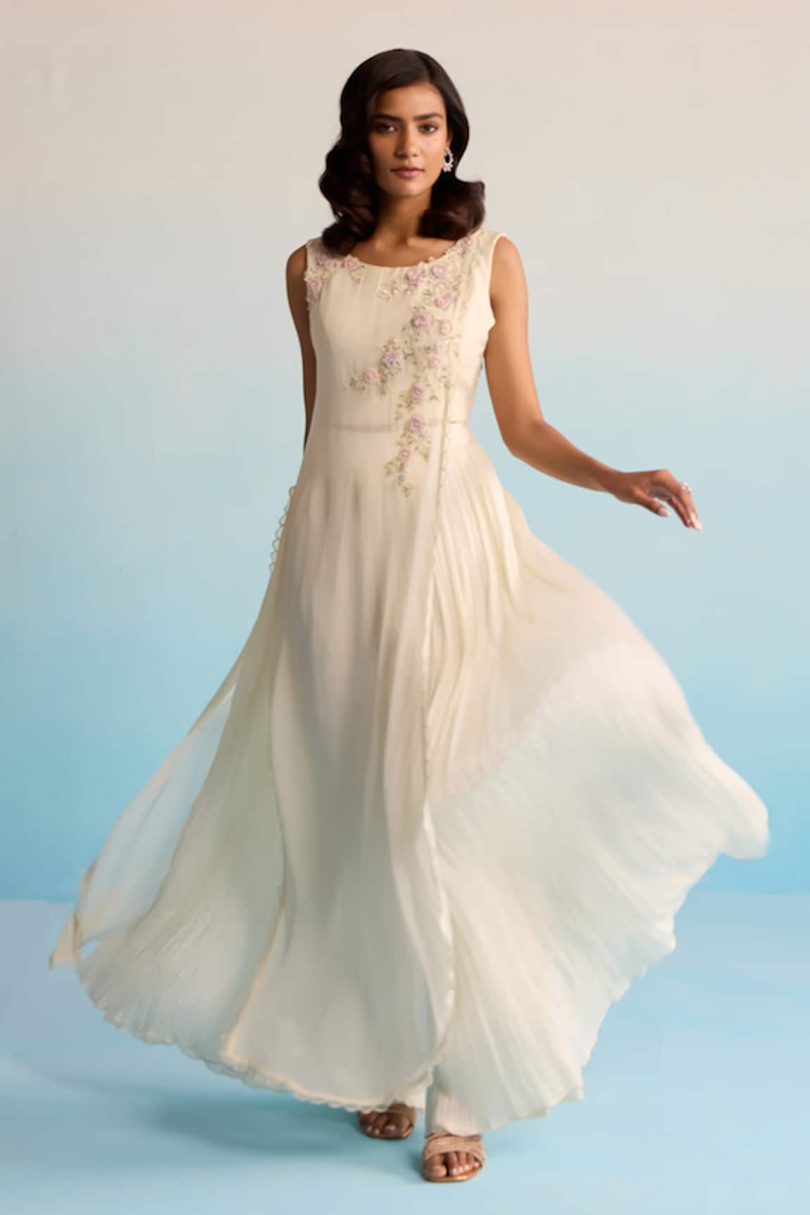 House Of Armuse Ivory Threadwork Embellished Dress & Jacket 