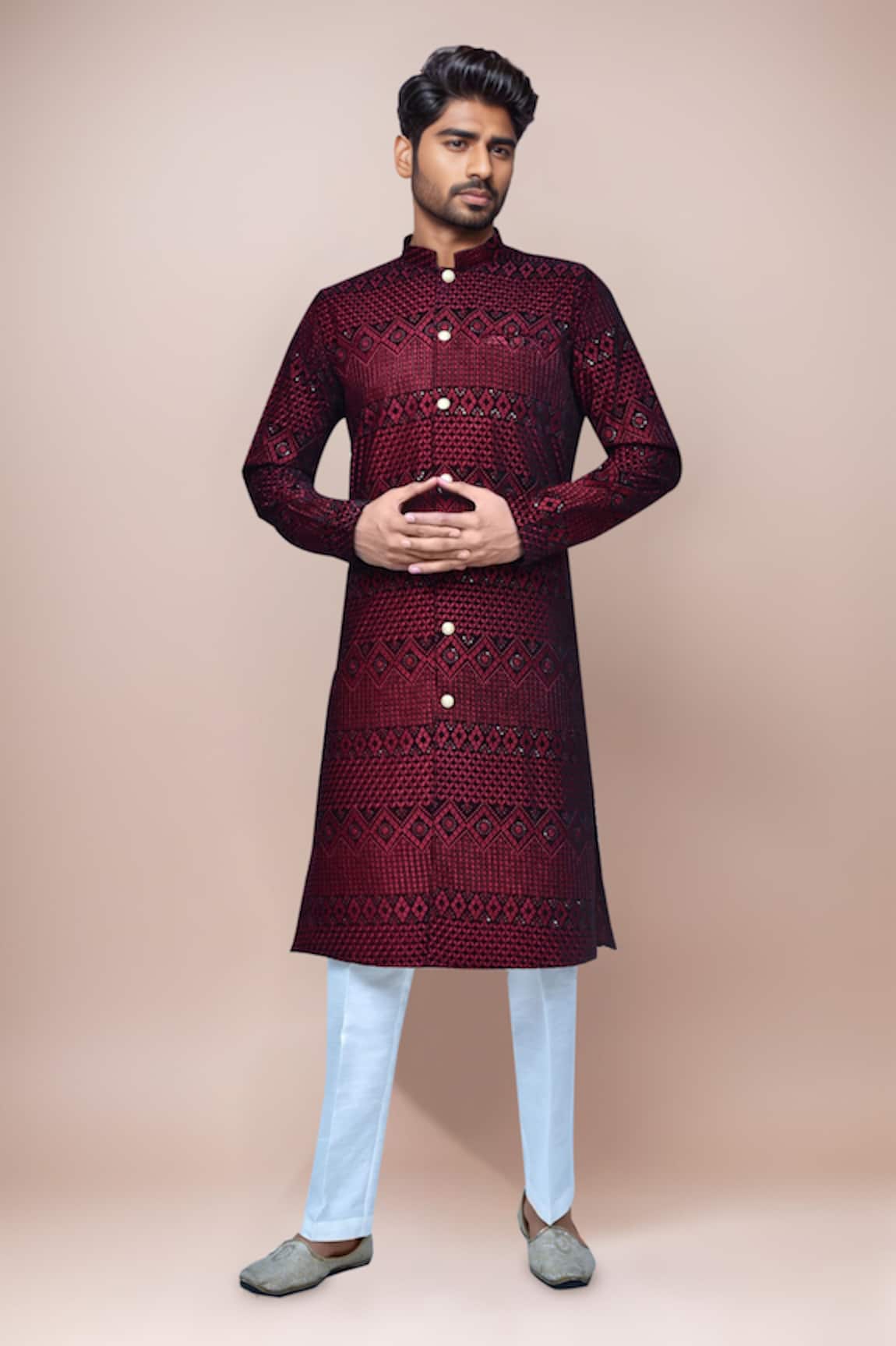 Samyukta Singhania Velvet Thread Embroidered Kurta Set 