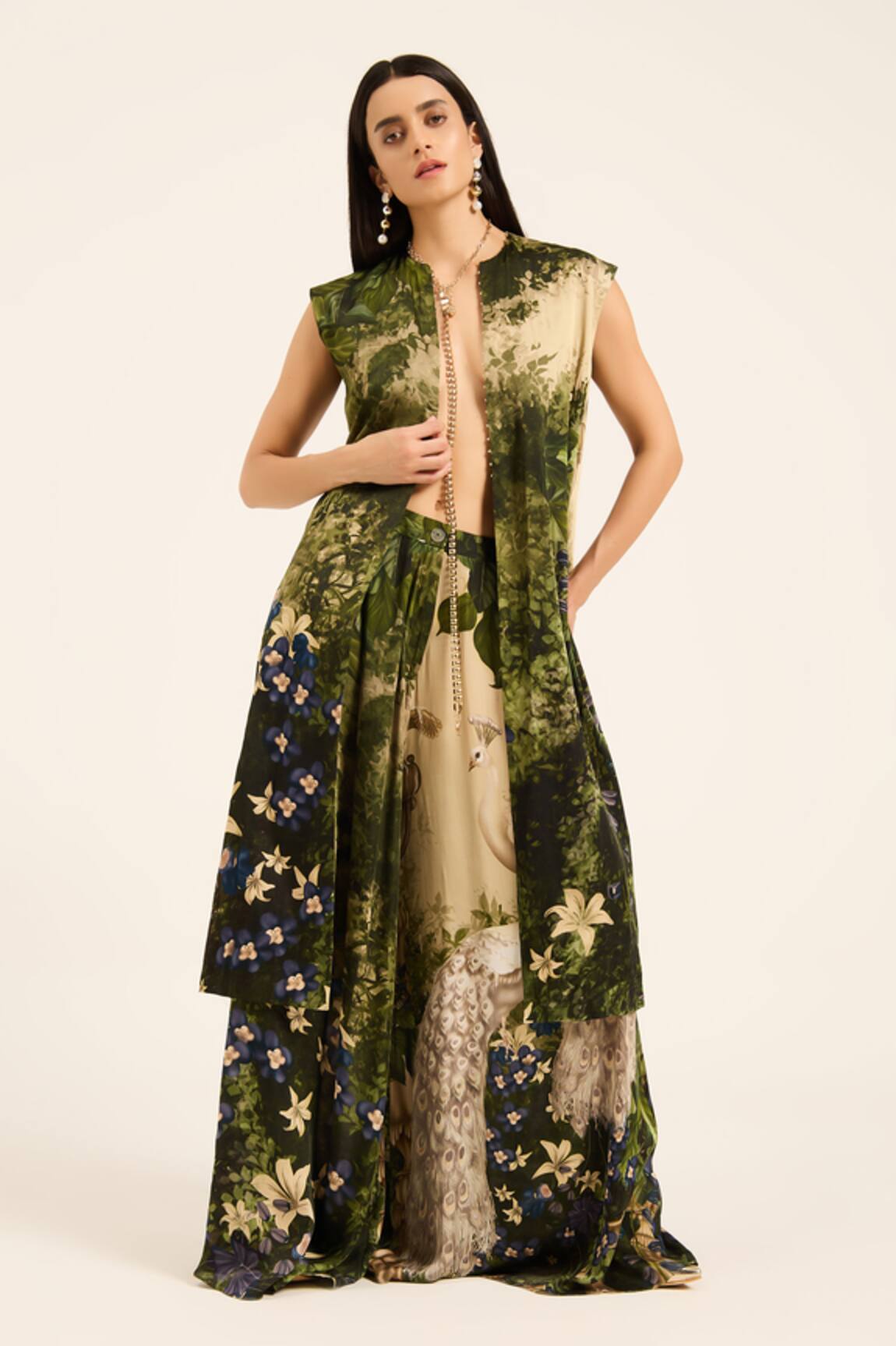 Ruhr India Multi Color Kujaku Jacket Set