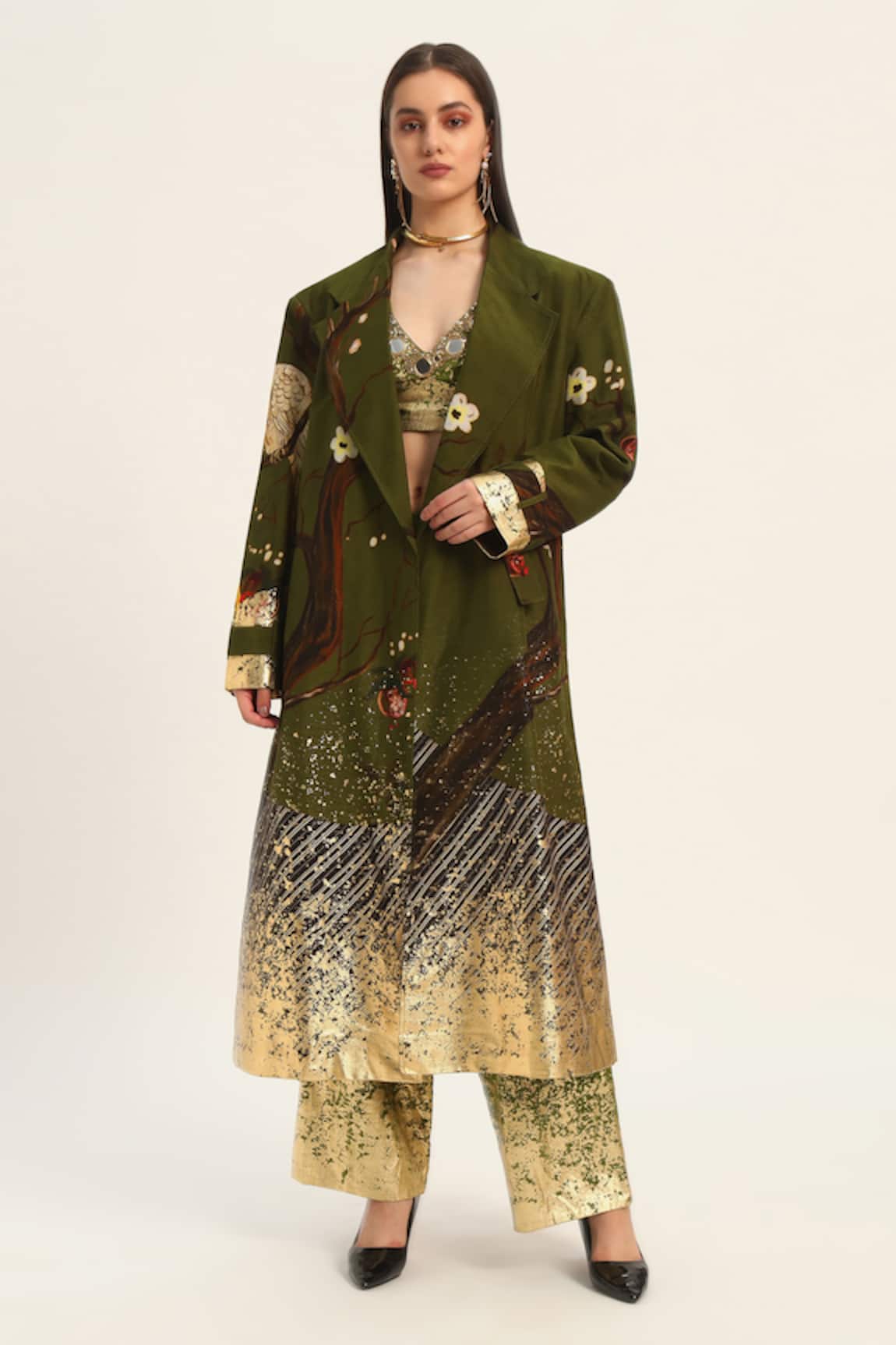 Ruhr India Miko Green Designer Overcoat 