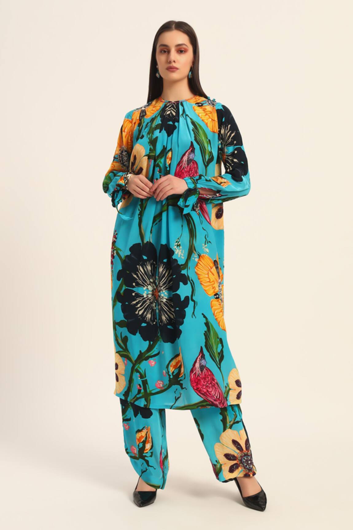 Ruhr India Floral Print Yoko Kurta Set 