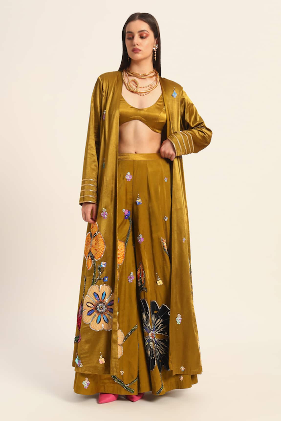 Ruhr India Ochre Yellow Embroidered Jacket 