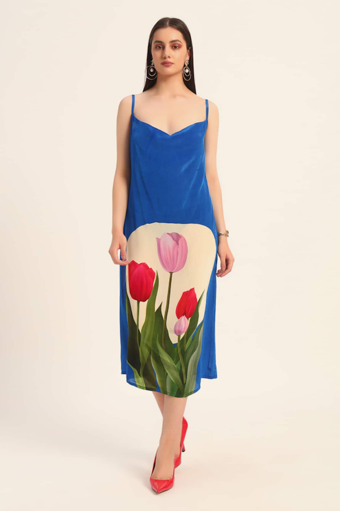 Ruhr India Ink Blue Floral Print Dress 
