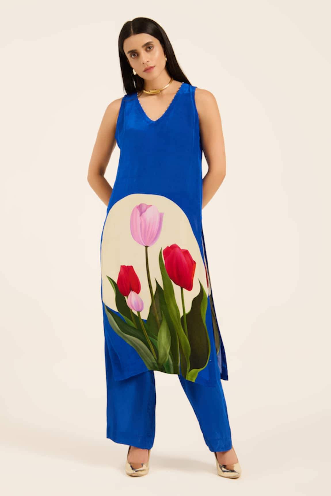 Ruhr India Ink Blue Laleh Kurta Set 