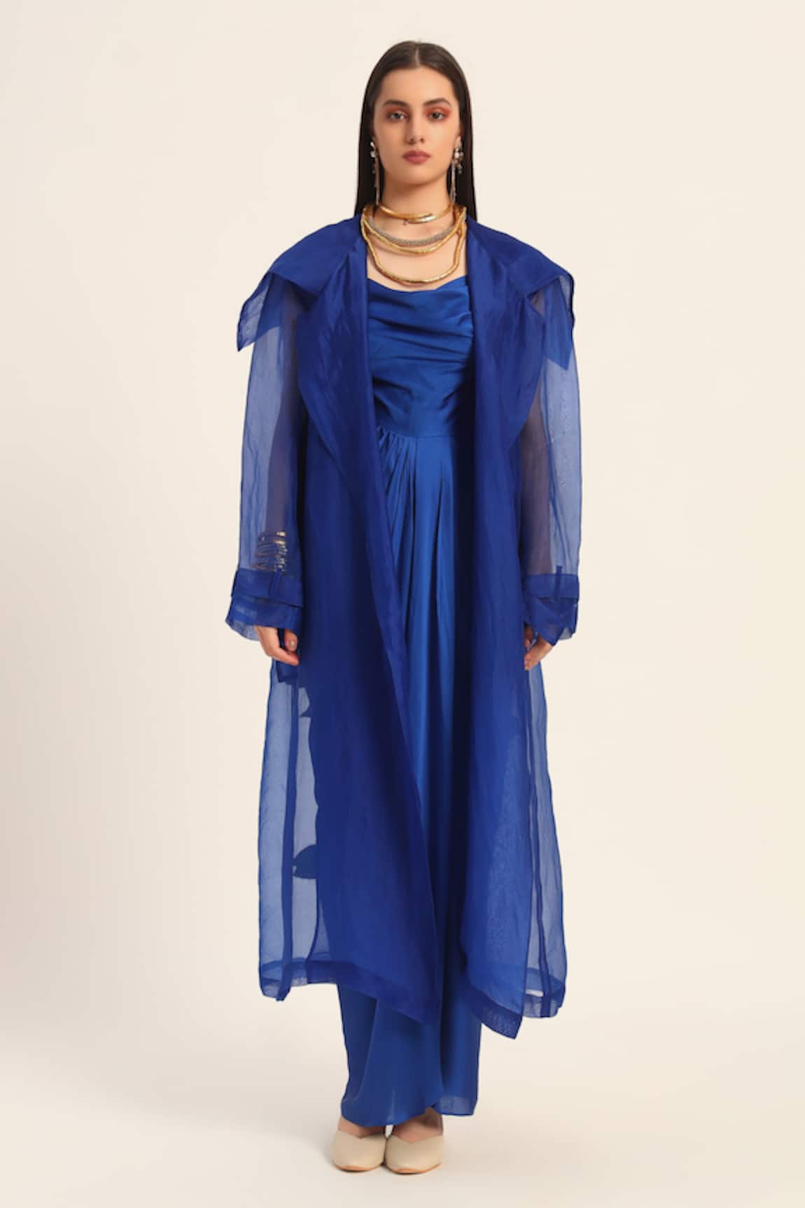 Ruhr India Ink Blue Designer Hand Embroidered Jacket 