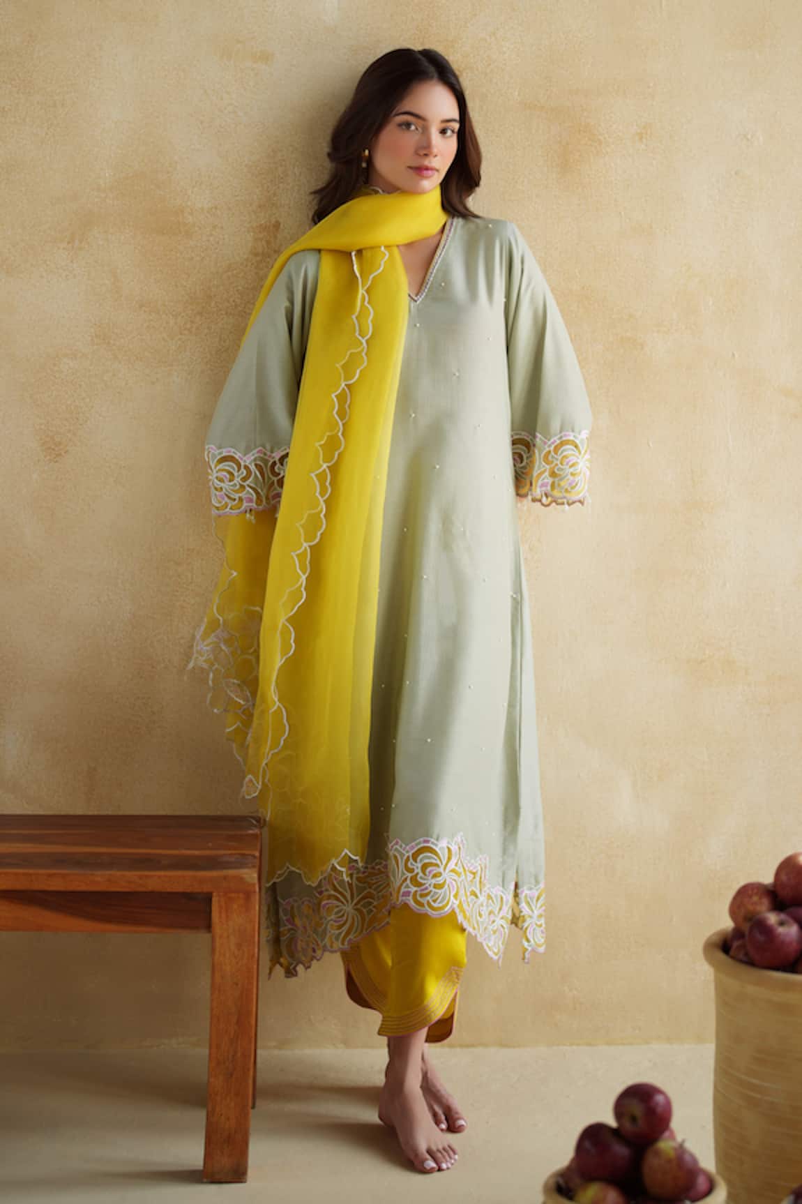 172 Threads Pistachio Kurta Palazzo Set 