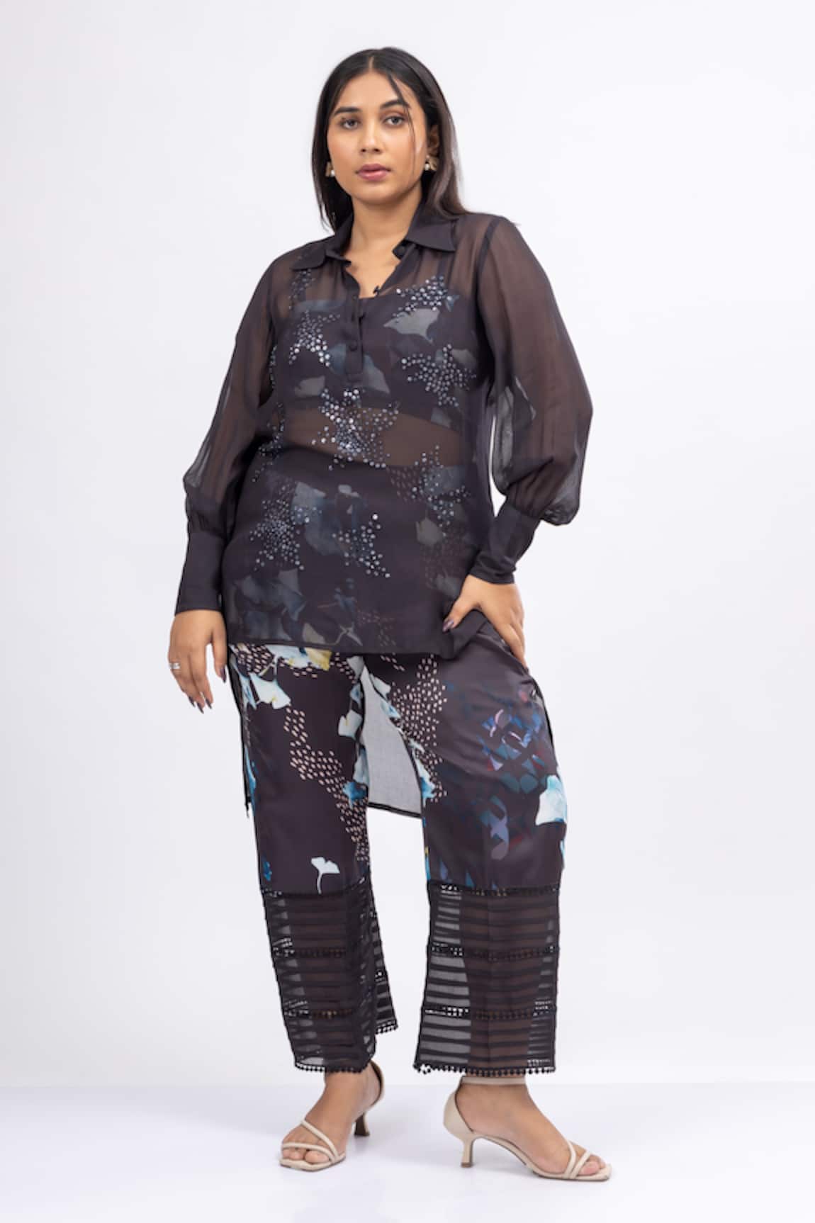 Mamicha Mystic Dusk Satin Crepe Co-ord Set 