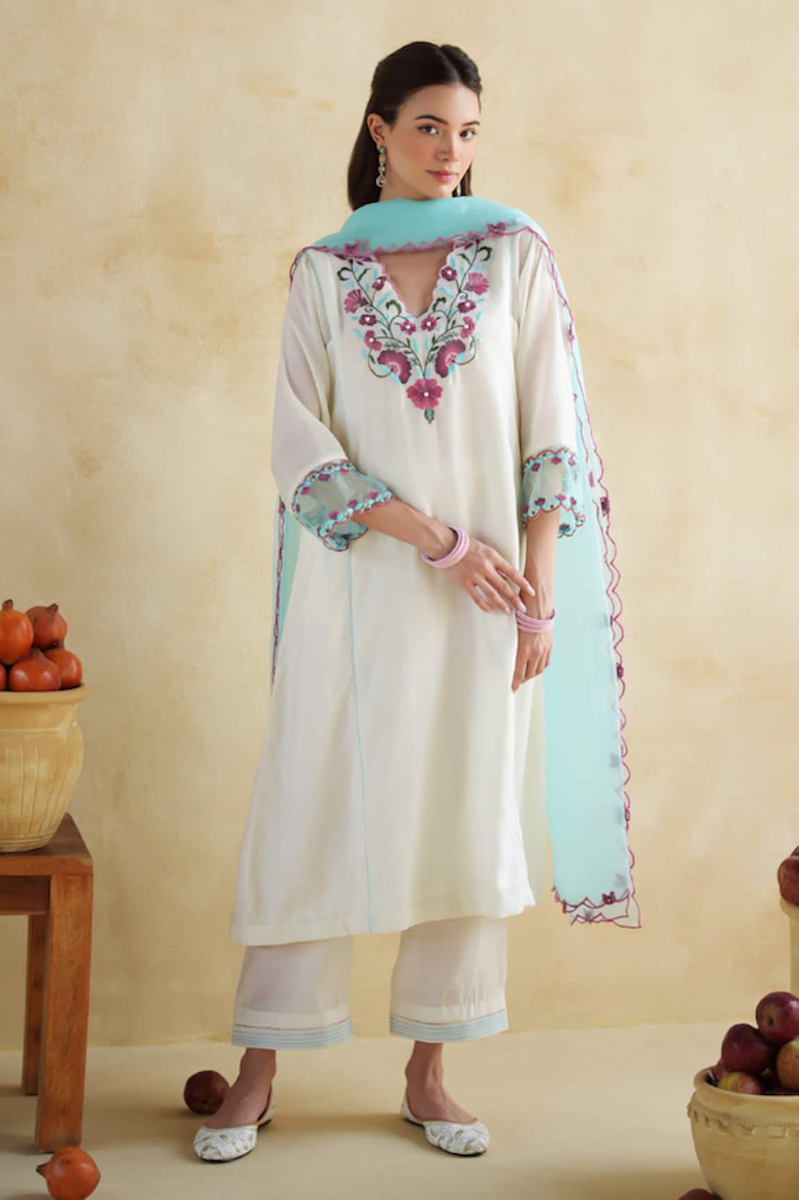 172 Threads Embroidered Kurta Palazzo Set 
