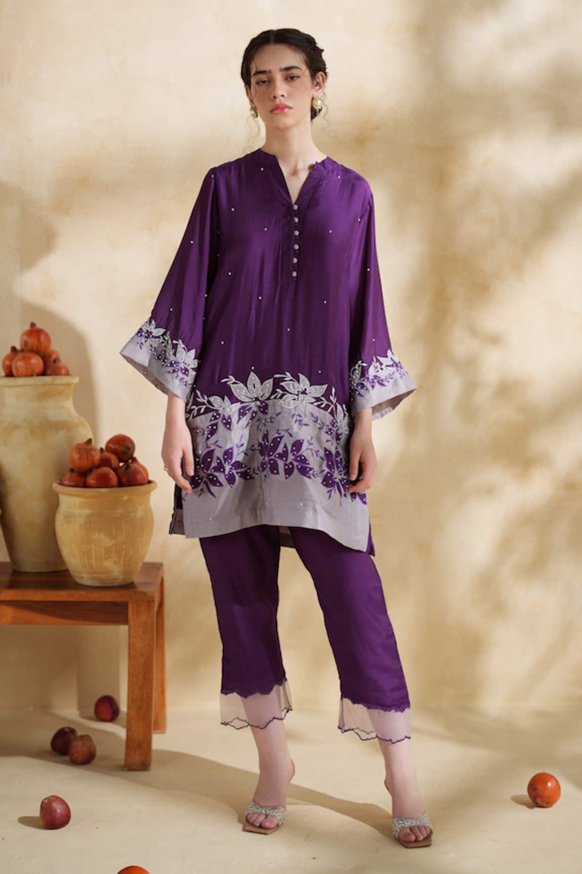 172 Threads Purple Designer Kurta Pant Set 