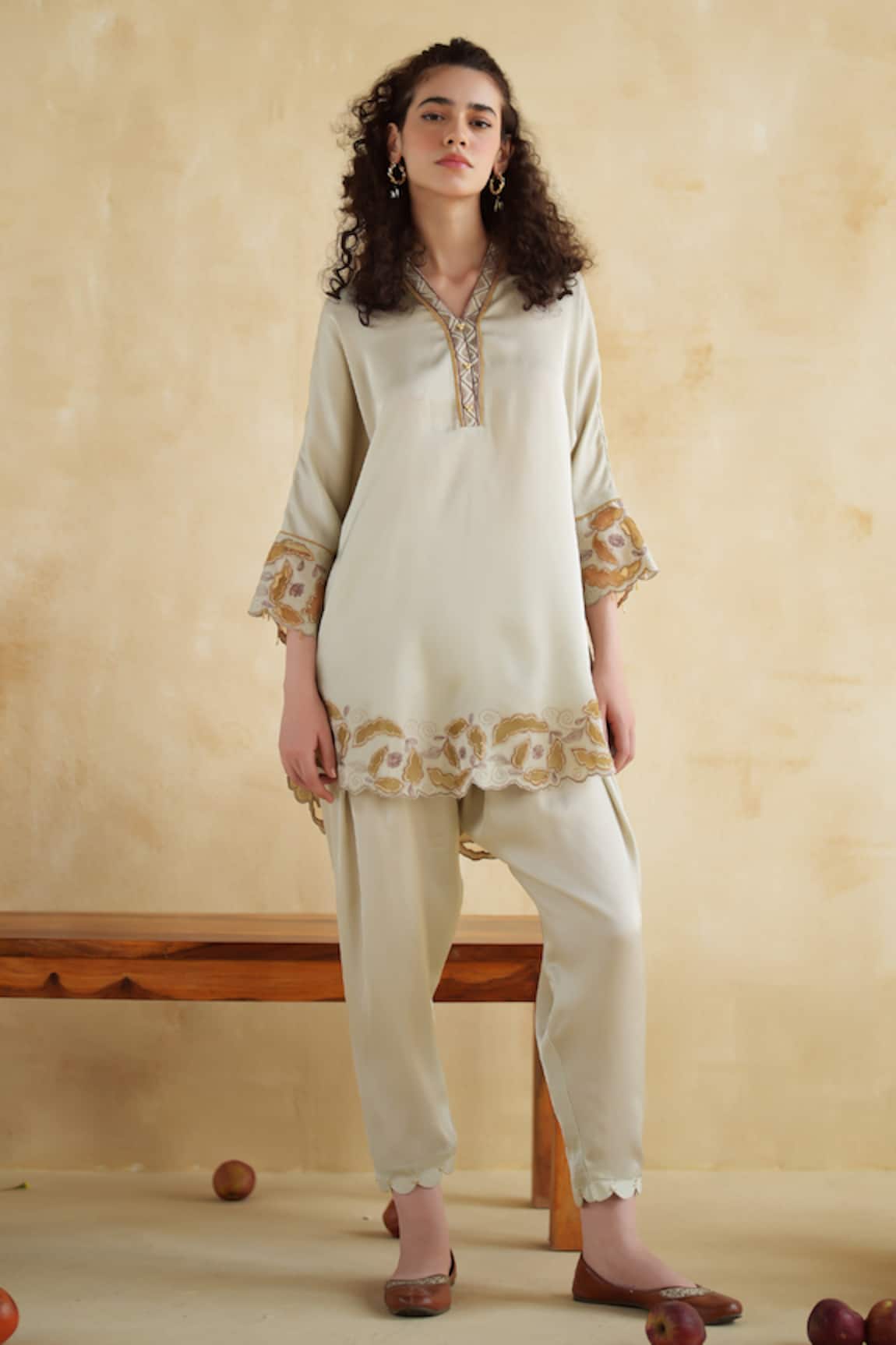172 Threads Ivory Caramel Designer Co-Ord Set 