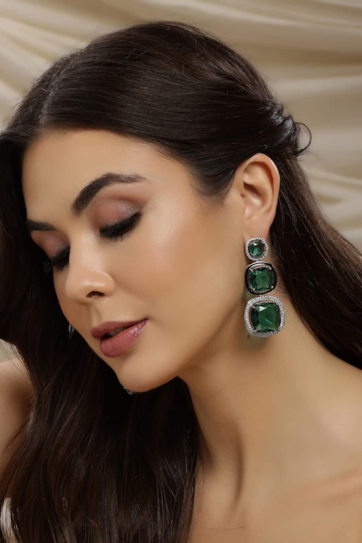 Ruby Raang Long Emerald Earrings 
