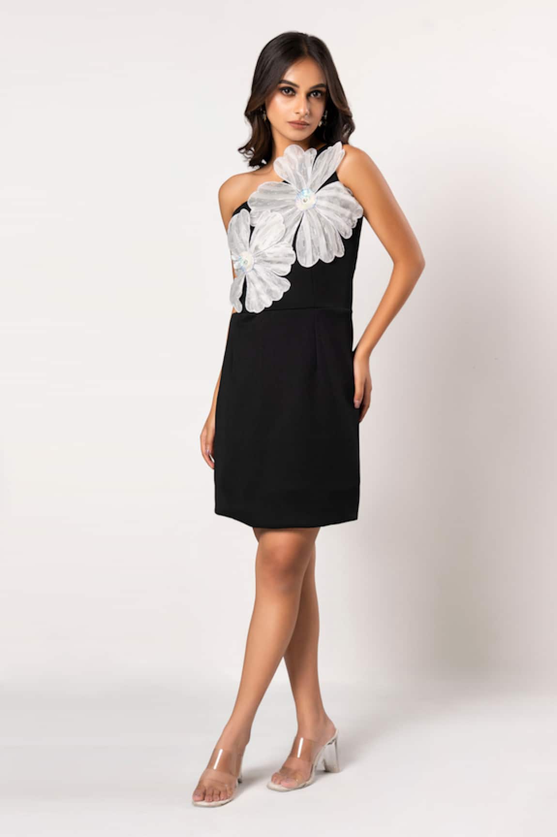 That Thing You Love Double Flower Black Dress 