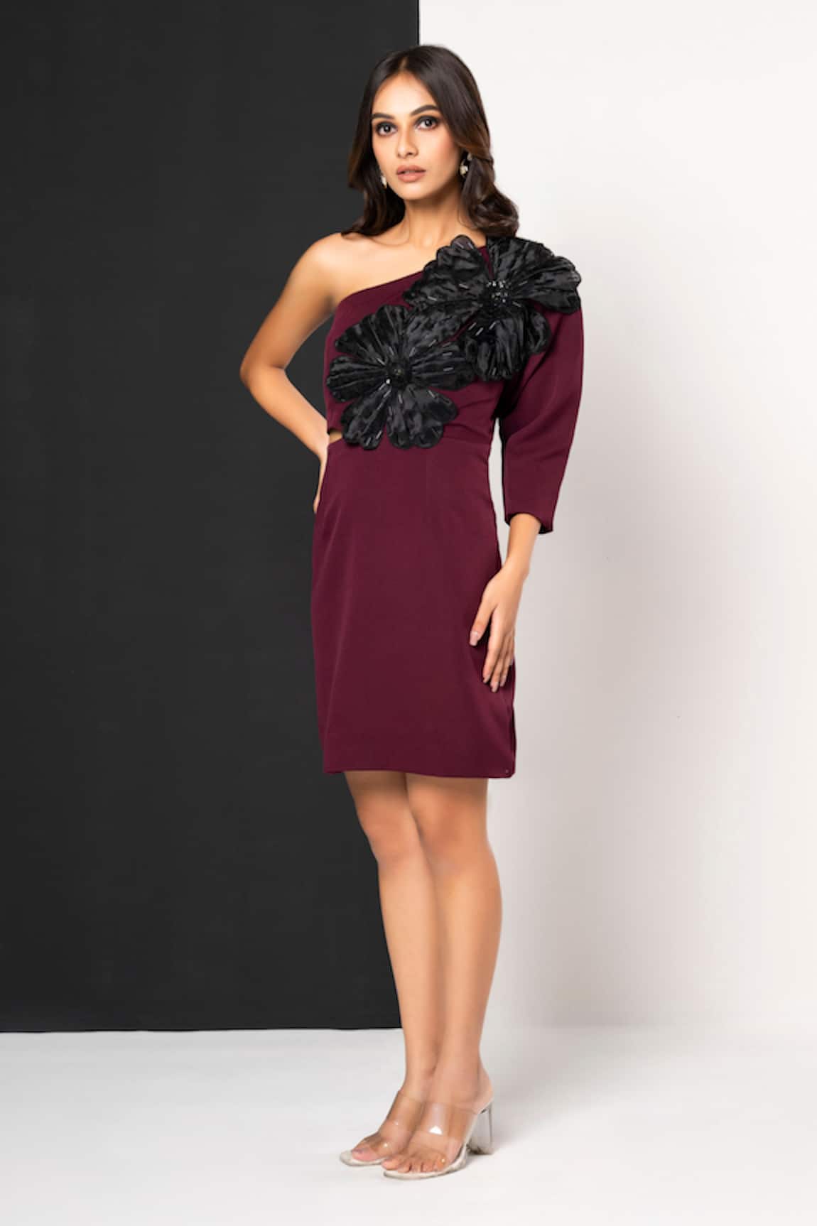 That Thing You Love Double Flower Maroon Dress 
