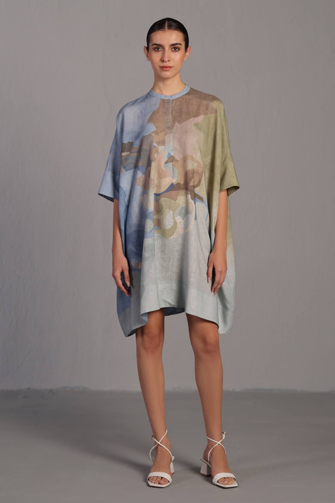 Clos Pastel Blue & Green Designer Dress 