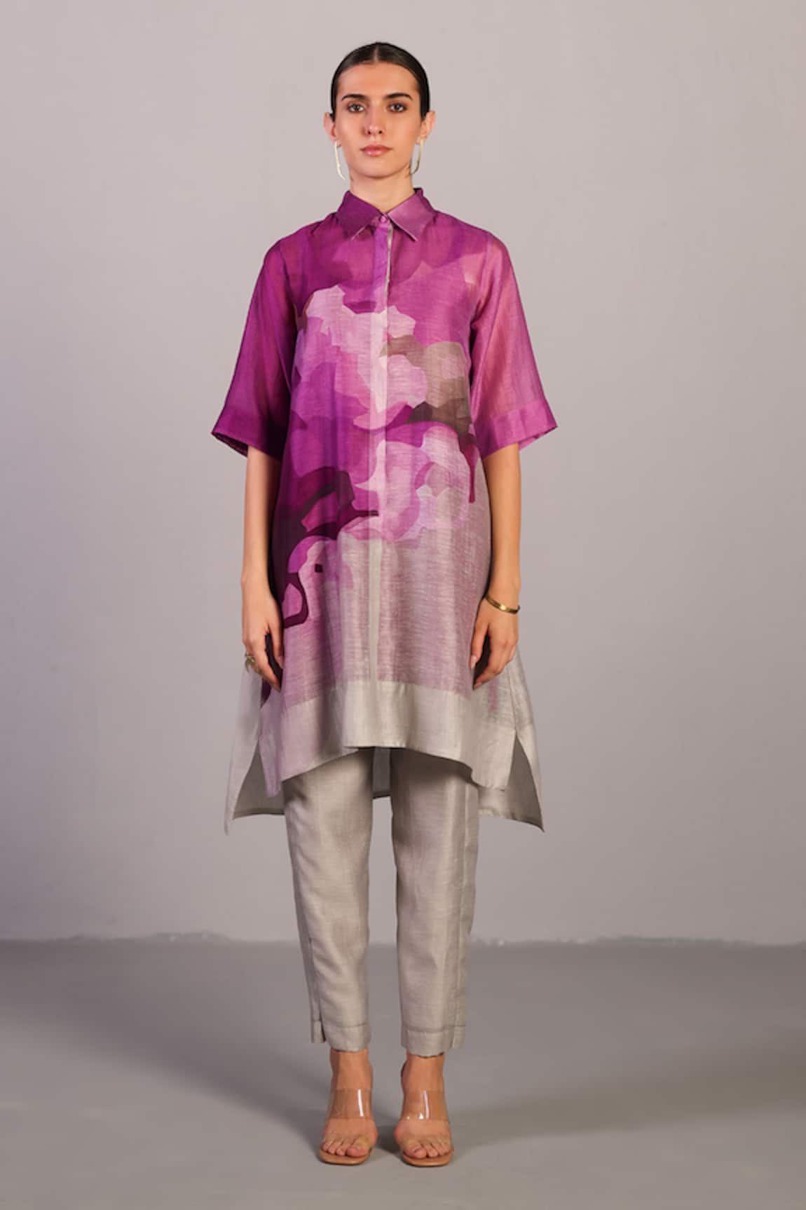 Clos Beetroot Printed Kurta & Pant Set 