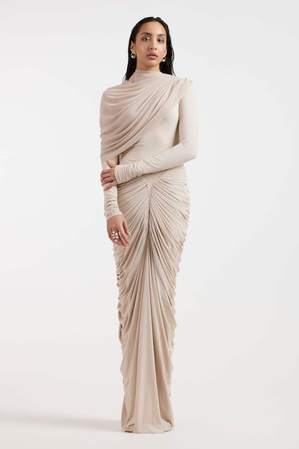 Deme By Gabriella Ivory Draped Dress 