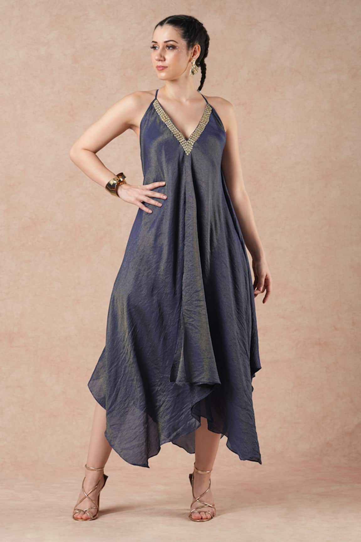 Dori & CO. Metal Hand Embroidered Dress 