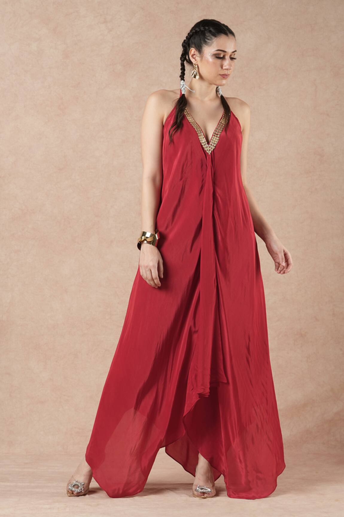 Dori & CO. Ruby Red Silk Crepe Dress 