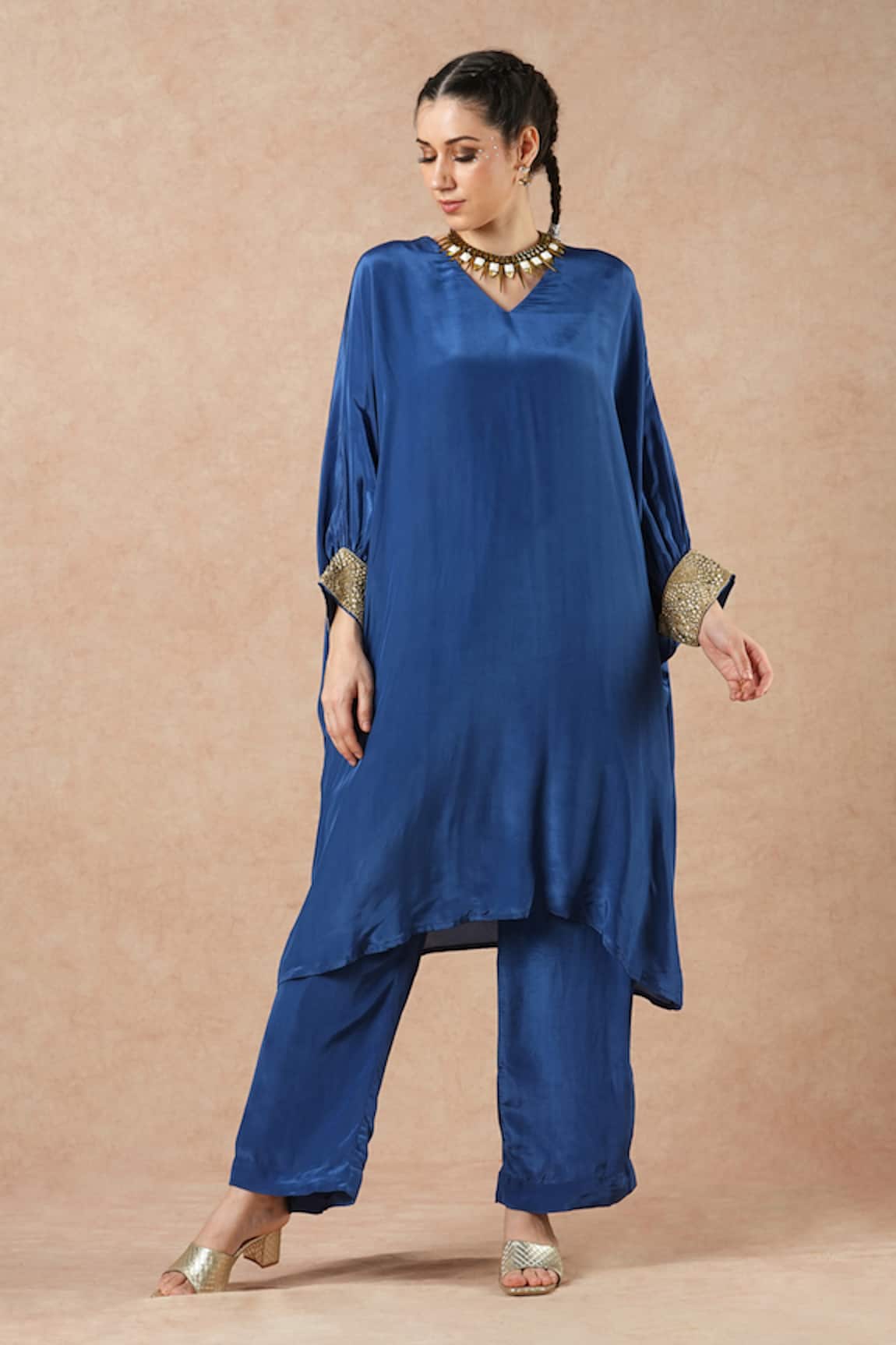 Dori & CO. Sapphire Blue Silk Crepe Set 