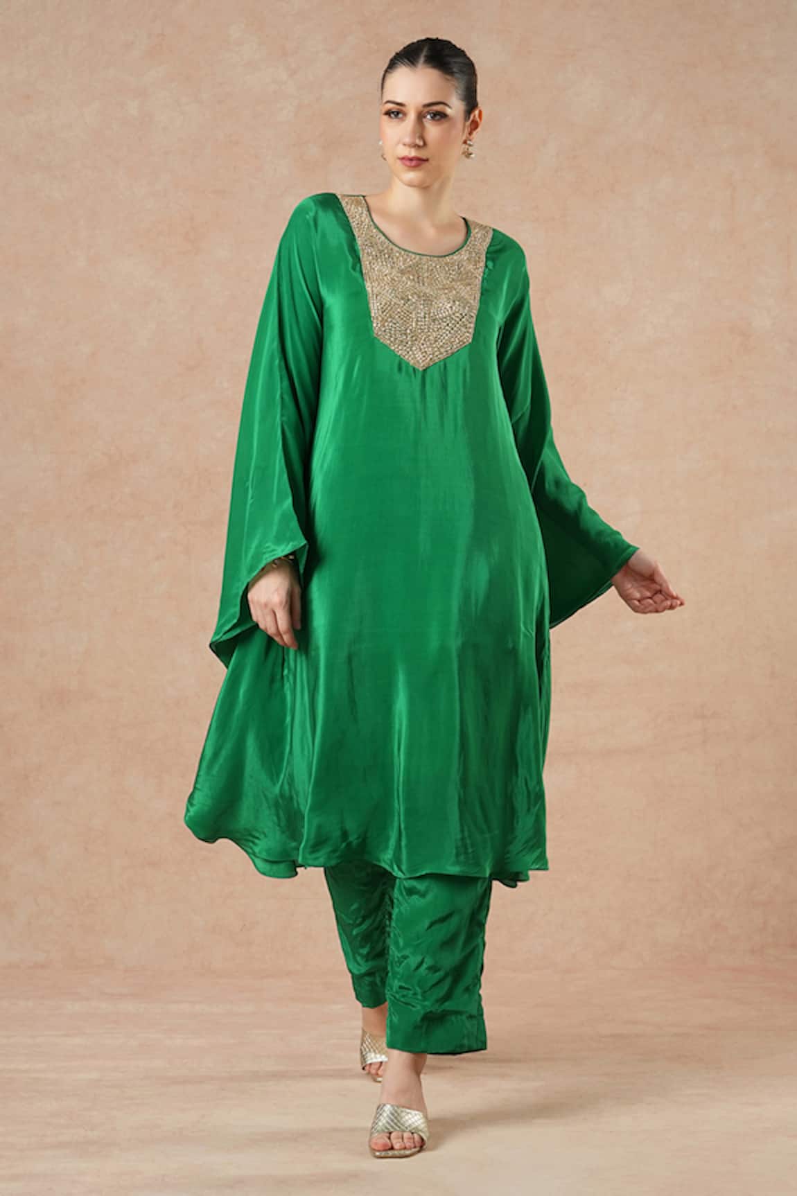 Dori & CO. Emerald Green Kaftan & Pants Set 