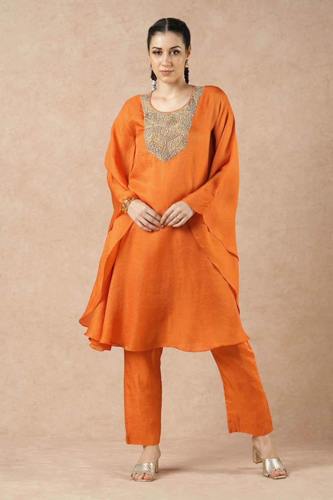 Dori & CO. Tangerine Orange Kurta & Pants Set 