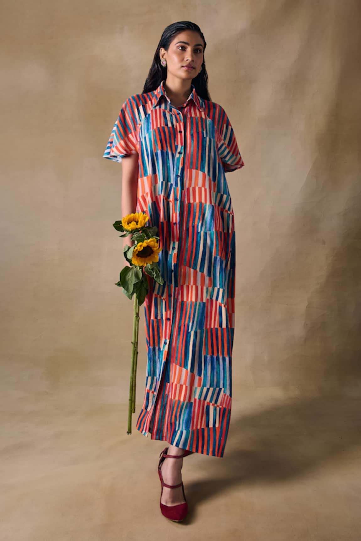Pocketful Of Cherrie Asilah Stripe Asymmetrical Dress 