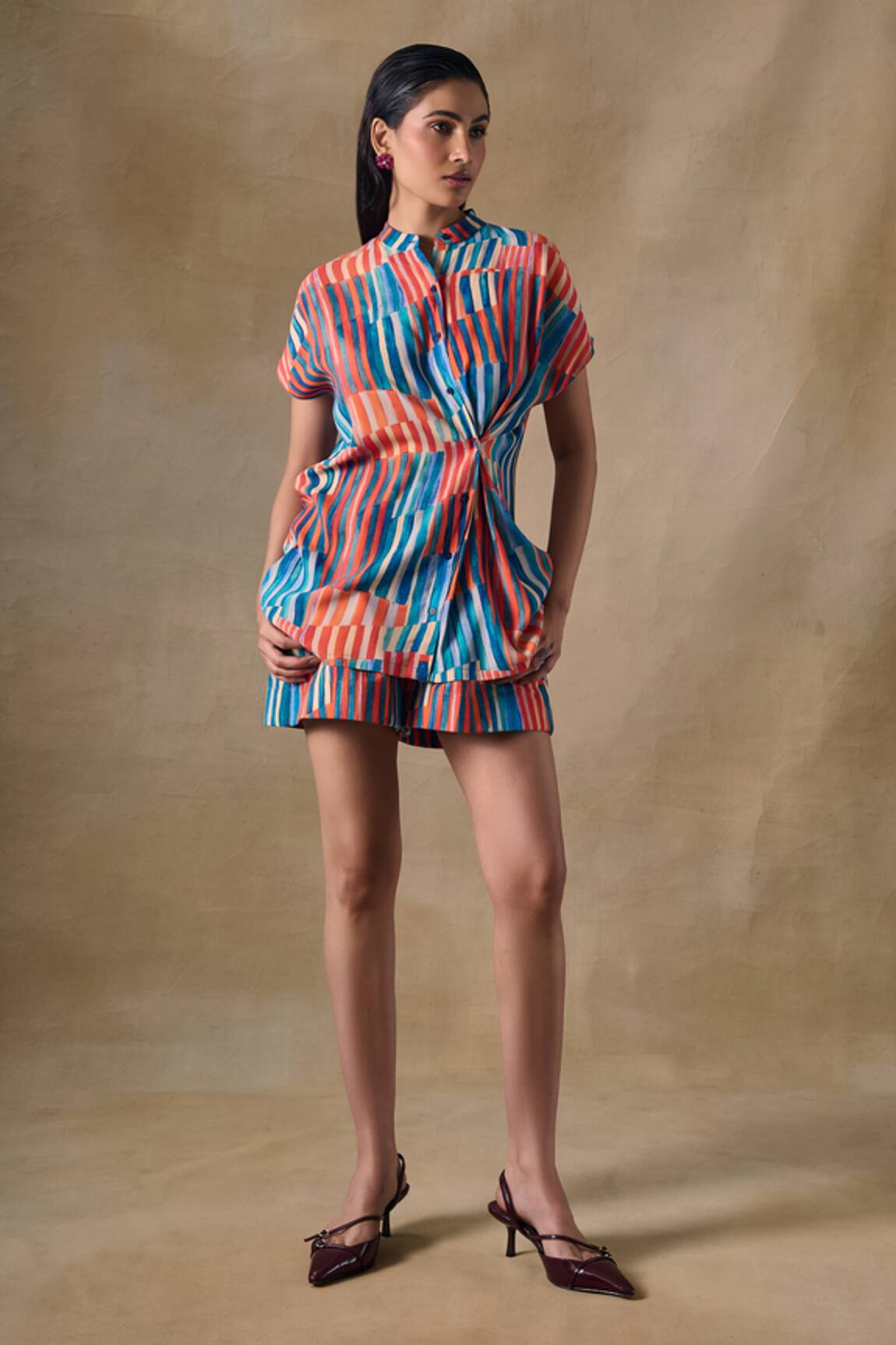 Pocketful Of Cherrie Hand Drawn Stripe Relaxed Shorts 