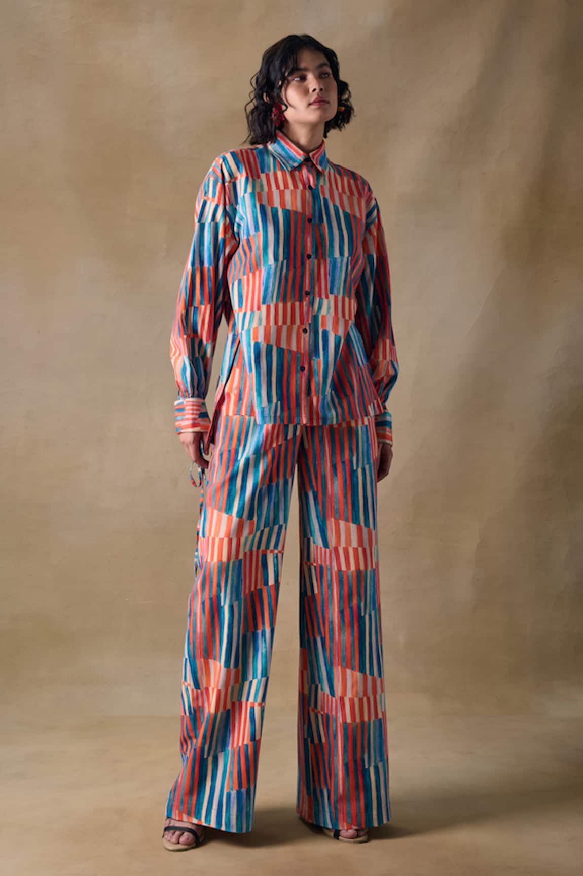 Pocketful Of Cherrie Hand Drawn Stripe Drawstring Shirt 