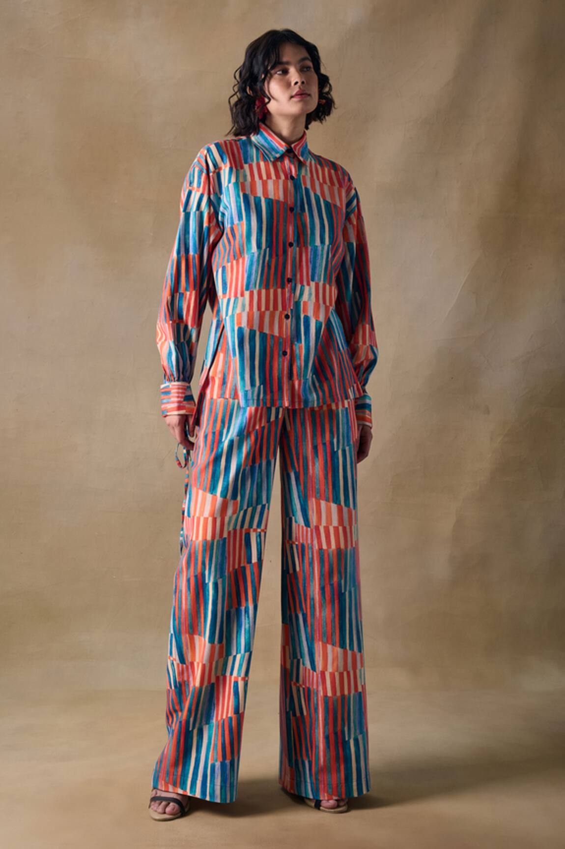Pocketful Of Cherrie Multi Color Stripe Straight Trousers 