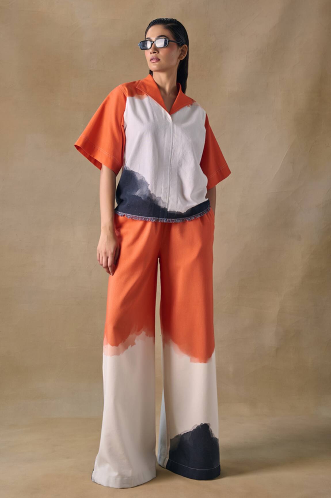 Pocketful Of Cherrie Orange Washed Kaftan Top 