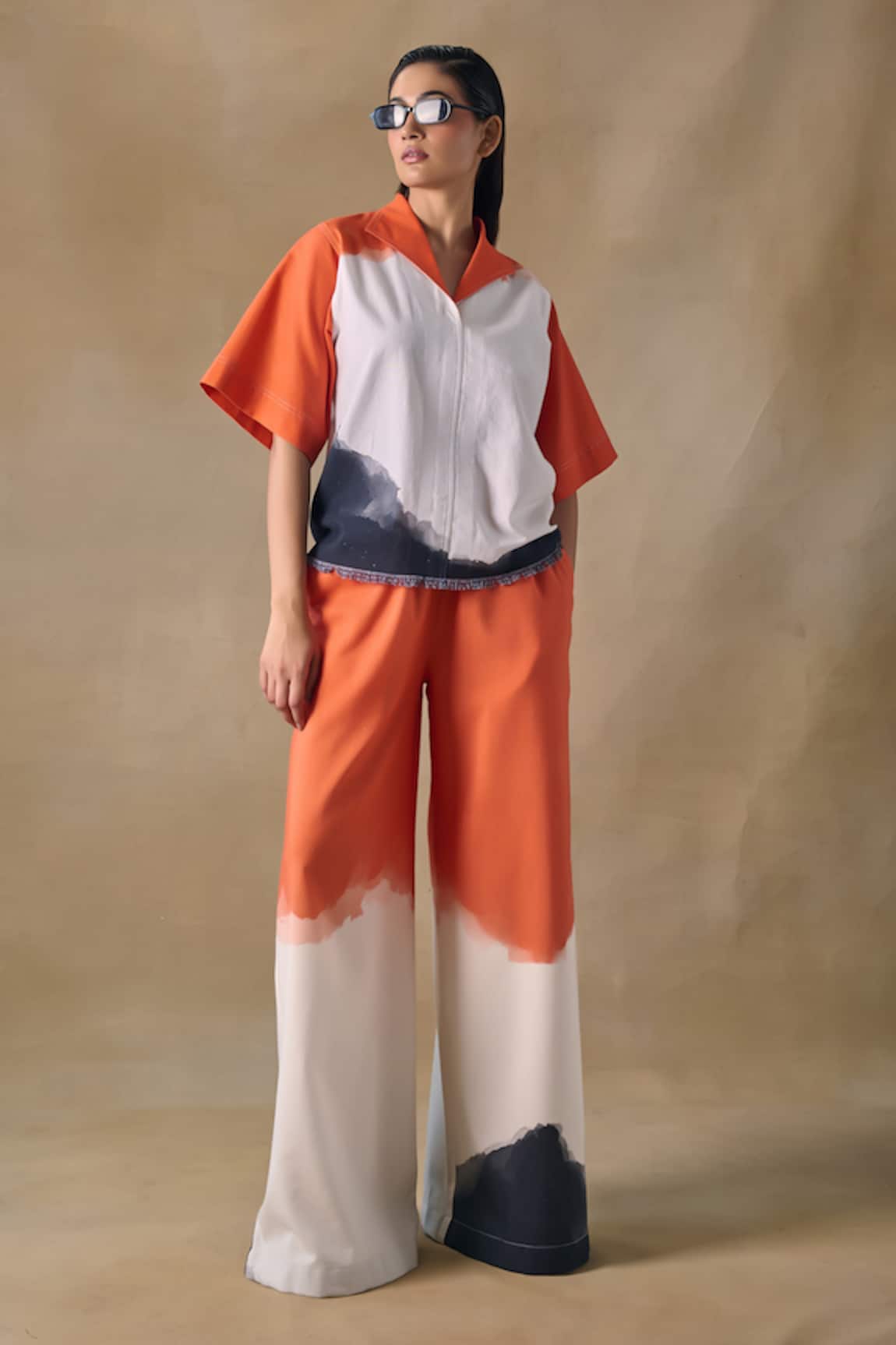 Pocketful Of Cherrie Orange Washed Palazzo Pants 