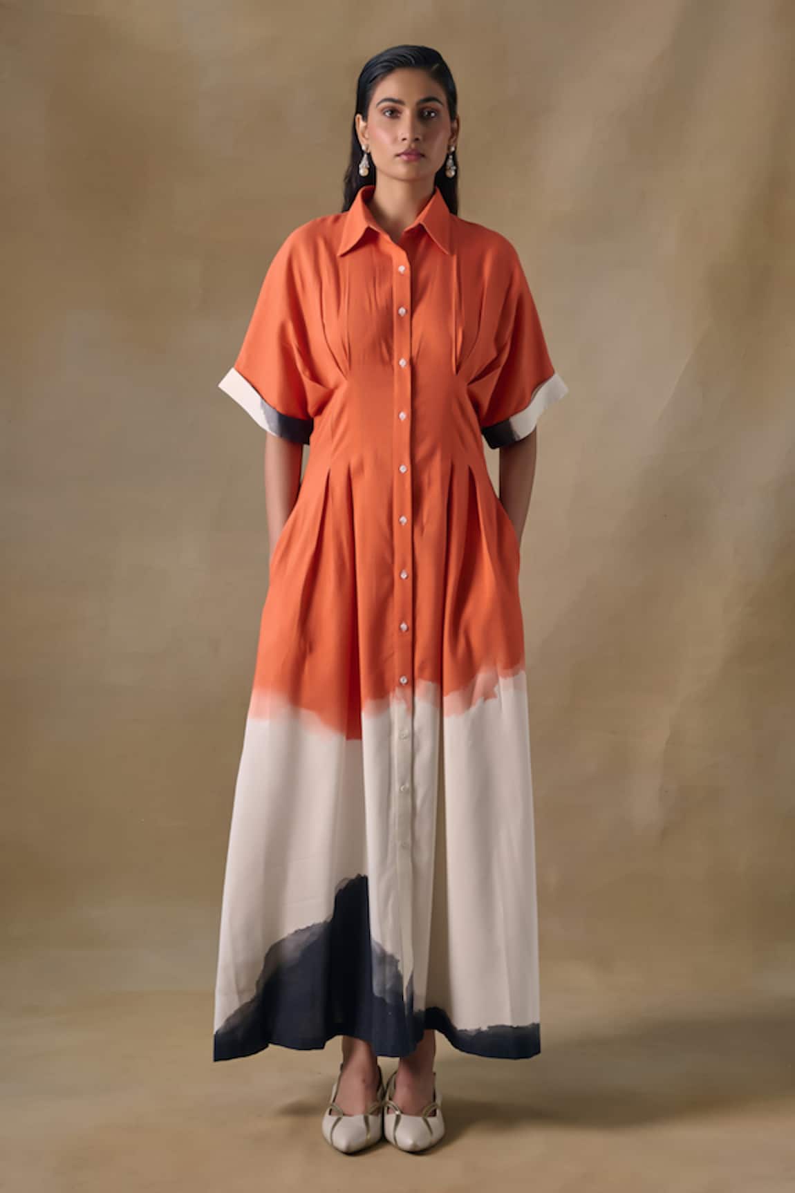 Pocketful Of Cherrie Orange Washed Kimono Dress 
