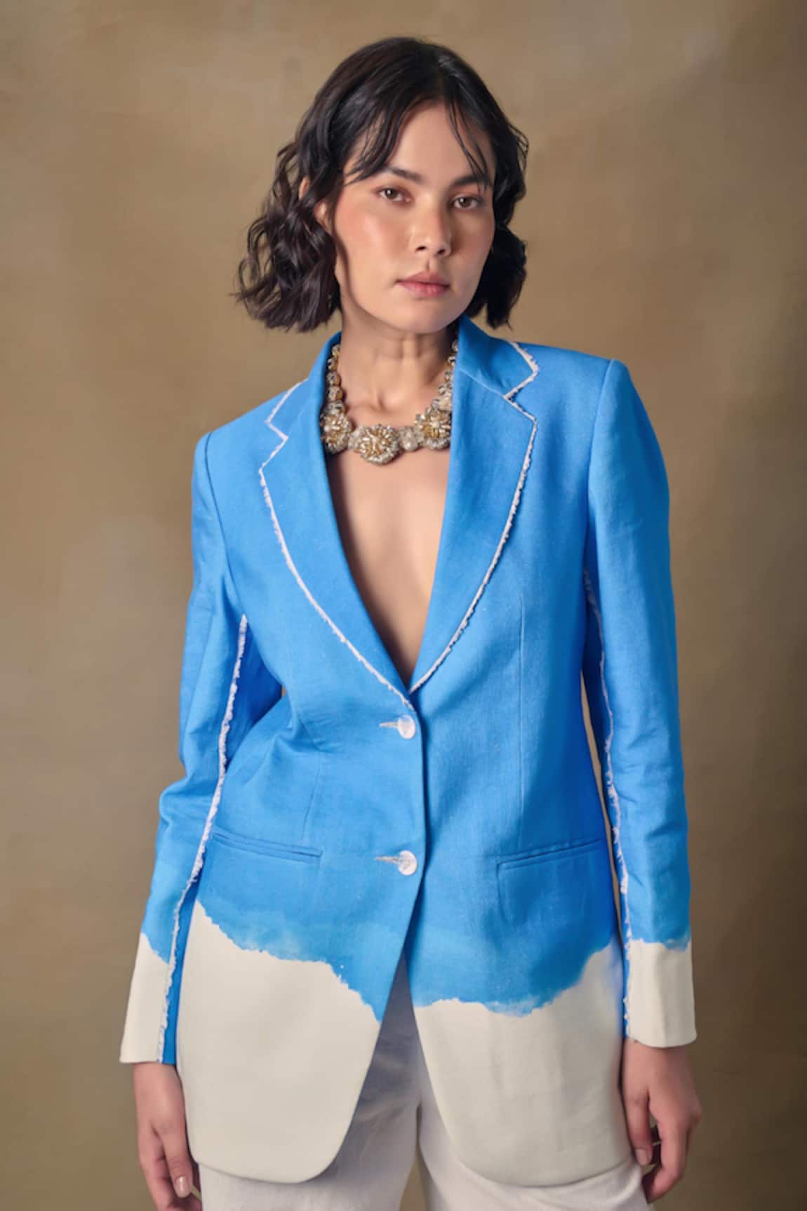 Pocketful Of Cherrie Blue Washed Single-Breasted Blazer 