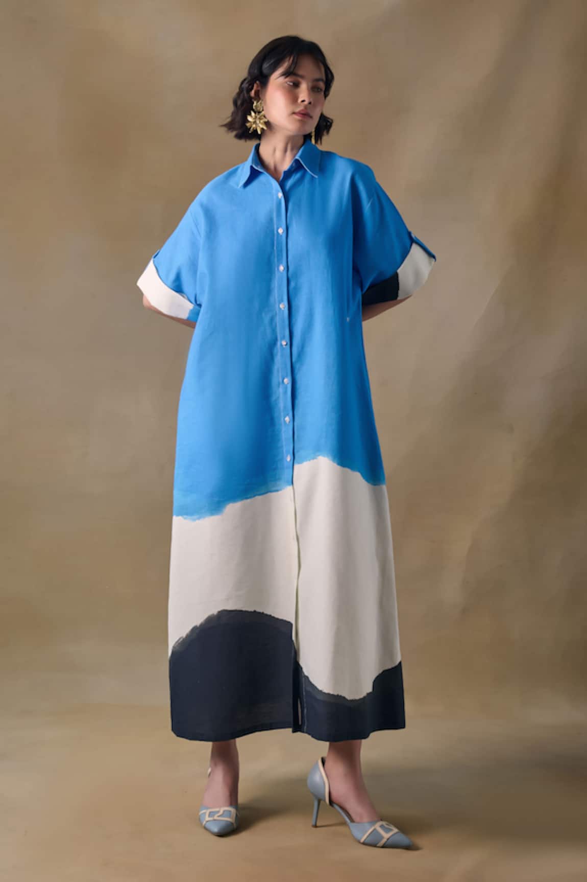 Pocketful Of Cherrie Blue Washed Asymmetrical Dress 