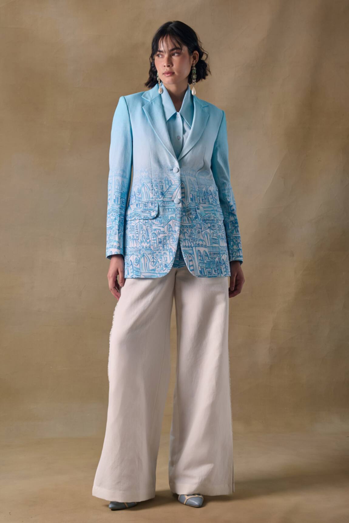 Pocketful Of Cherrie Blue Landscape Gradient Blazer 