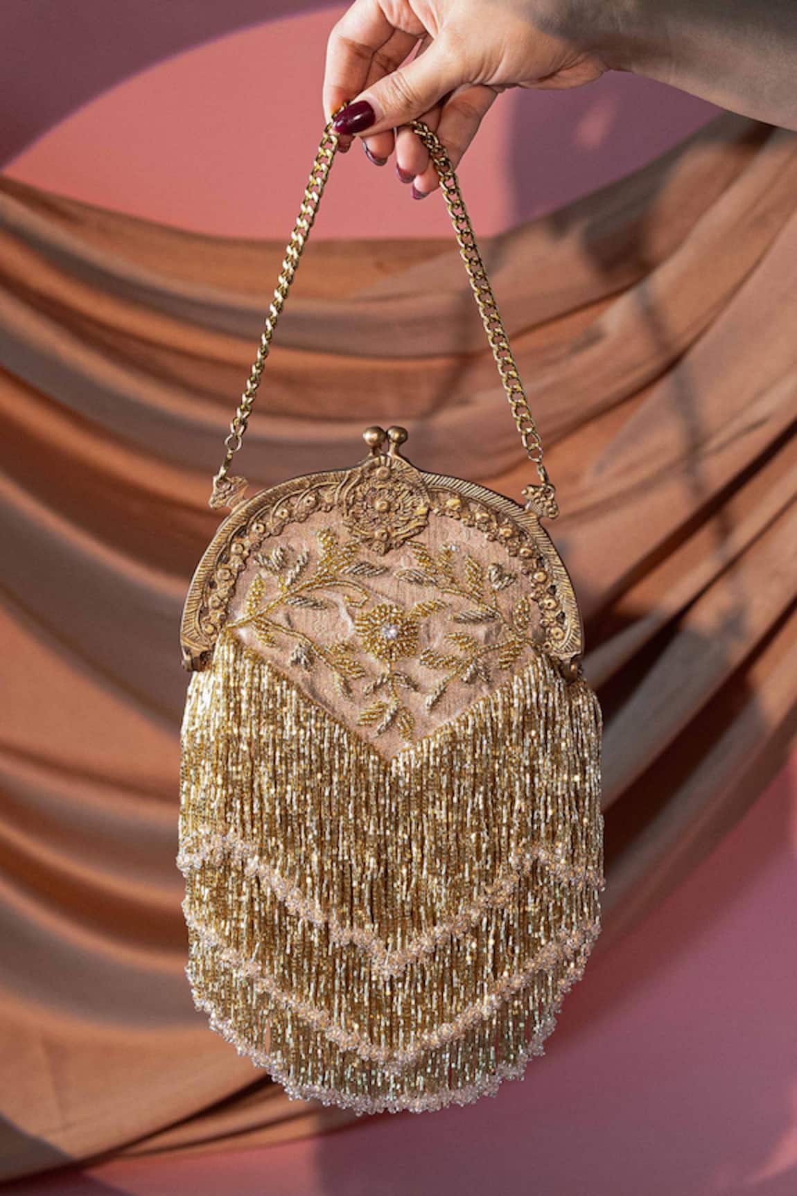 Be Chic Heer Tassel Potli with Sling Chain 