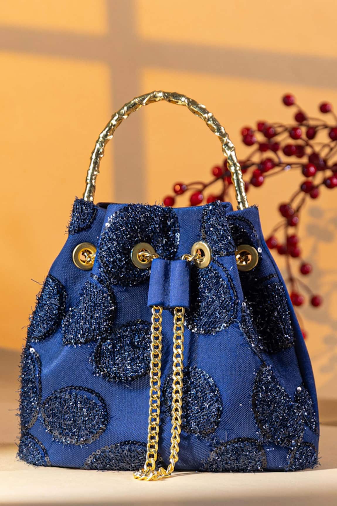 Be Chic Designer Satin Bucket Bag 