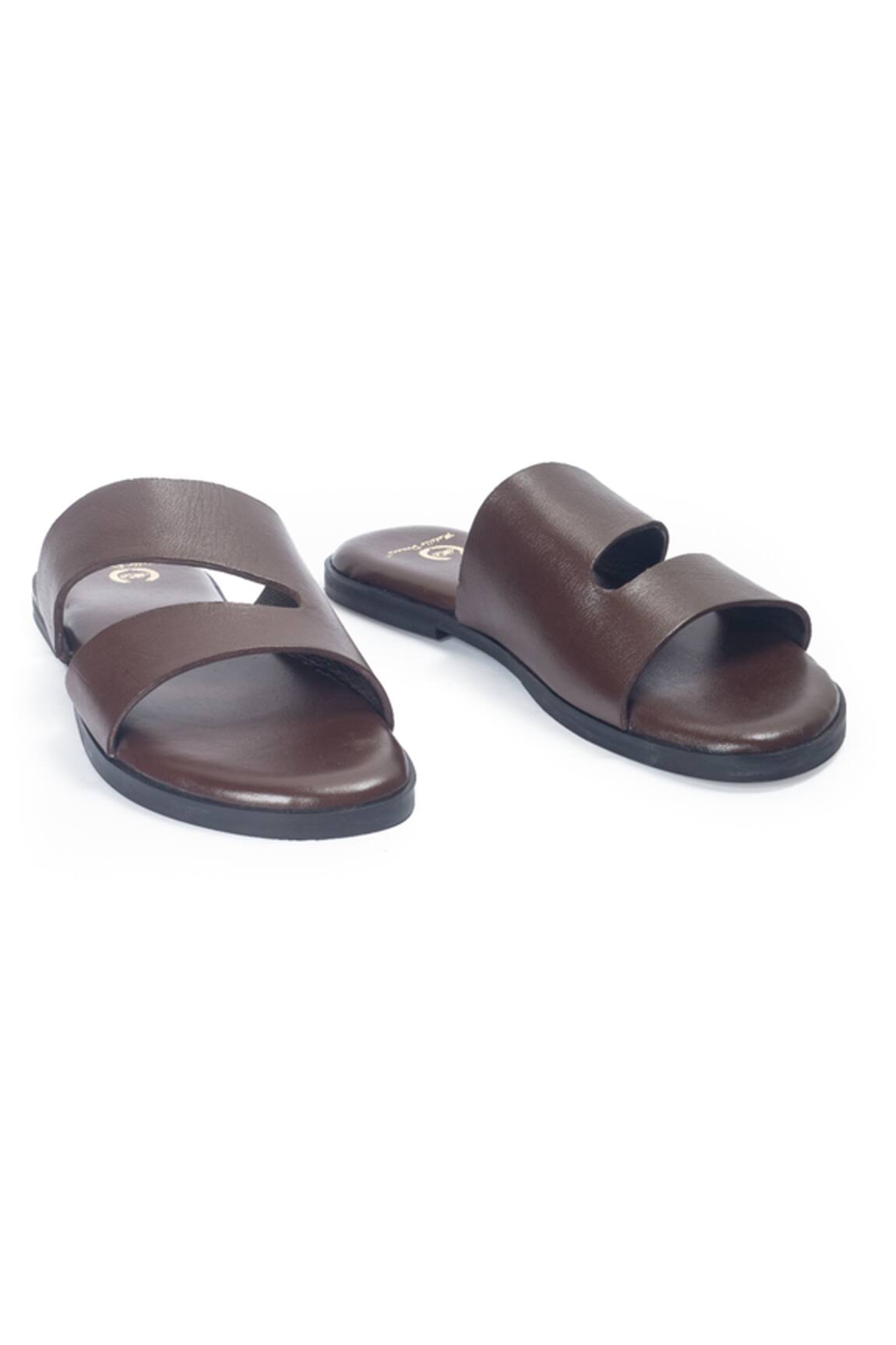 Domani Brown Leather Azura Slippers 