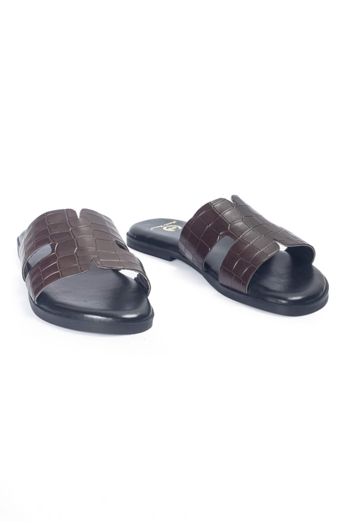 Domani Hades Designer Brown Leather Slippers 
