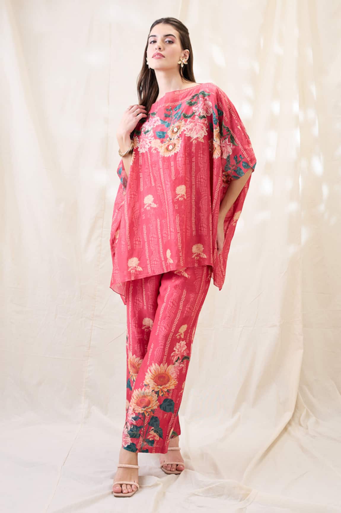 Soup By Sougat Paul Embroidered Pink Kimono Co-ord Set 
