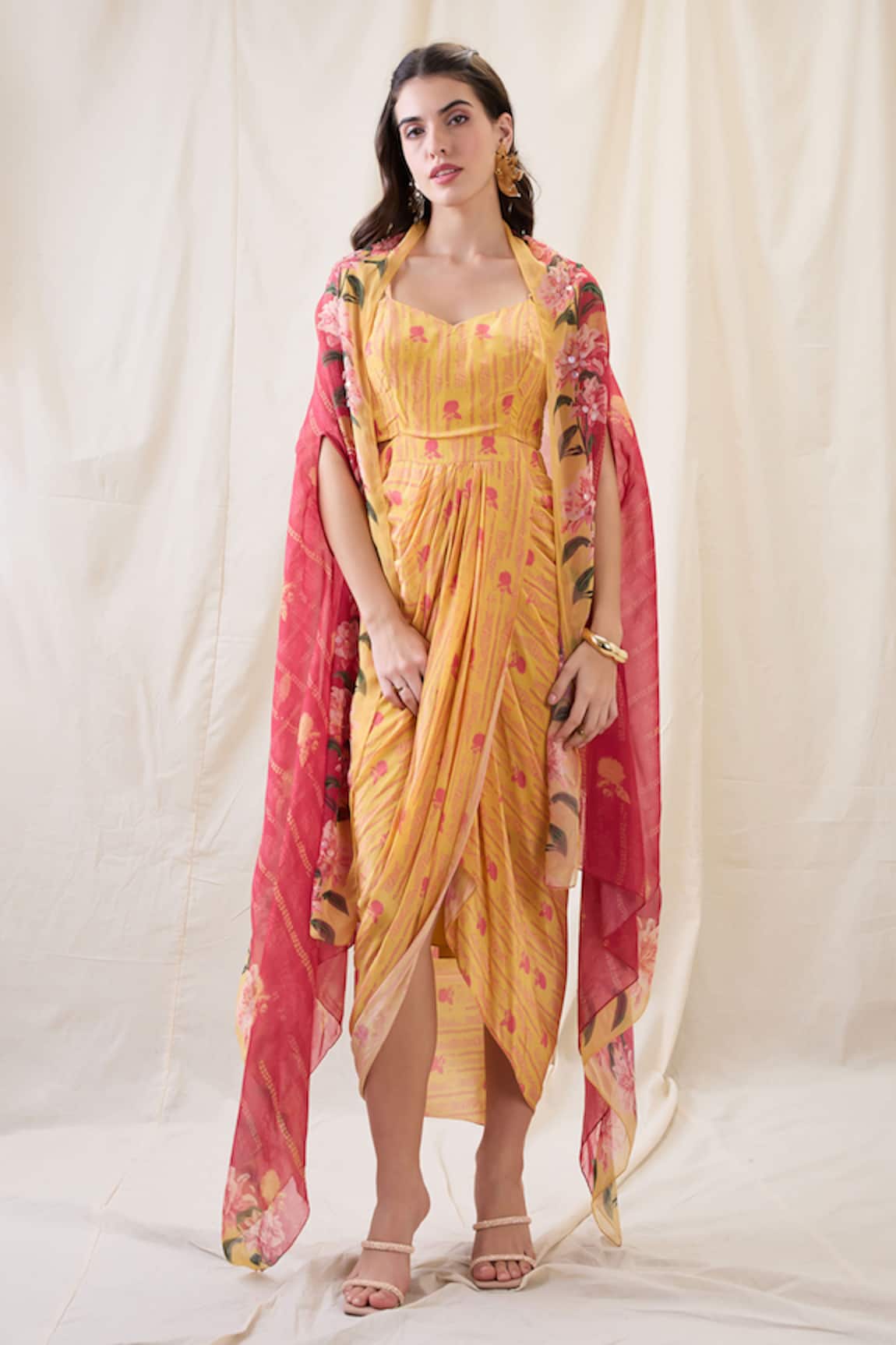 Soup By Sougat Paul Embellished Cape Drape Dress 